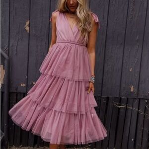 In Loom Boho Ballerina Tiered Tulle Dress, Mauve, Size L
Three Bird Nest